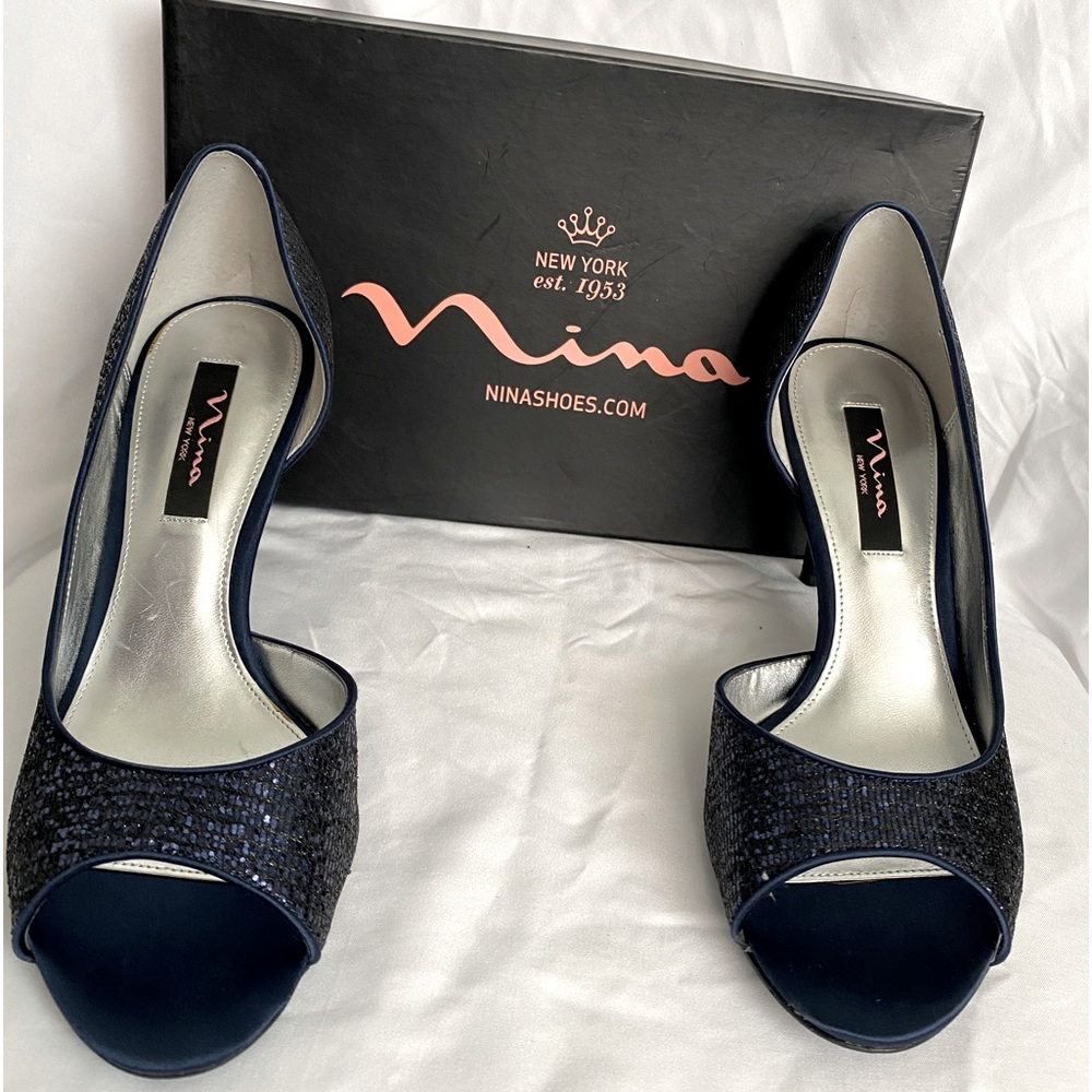 Nina of New York Shoe 9 1/2M Blue Sequins Color